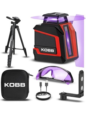 KBL30PTP 3.7V Li-Ion Yatay 360° ve Dikey Otomatik Hizalamalı Mor Işık Profesyonel Çapraz Çizgi Lazer Distomat & Tripod
