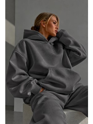 Guaraz Unısex Yumuşacık Kumaşlı Oversize Fit Ici Polarlı Kapüşonlu Sweatshirt Hoodie