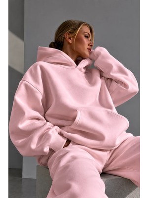 Guaraz Unısex Yumuşacık Kumaşlı Oversize Fit Ici Polarlı Kapüşonlu Sweatshirt Hoodie