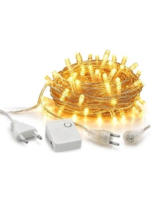 ® 10 Metre 100 LED Gün Işığı Eklemeli Şerit Led, 8 Fonksiyonlu Fişli Dekorasyon Işığı, Birbirine Bağlanabilir Yılbaşı Ağacı ve Parti Süsleme Lambası