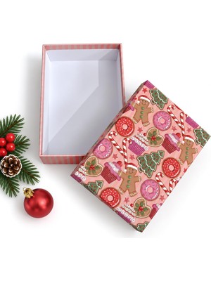 Yılbaşı Hediye Kutusu – 14X9X5 cm Noel Temalı Kapaklı Hediye Kutusu | Dayanıklı Karton, Varak Detaylı Yeni Yıl Hediye Paketi Kutusu Model 2