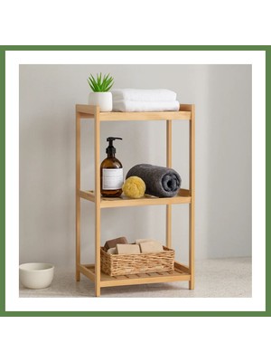 Bezos 3 Katlı Çok Amaçlı Ahşap Bambu Raf Organizer 36X32X80 cm HB006