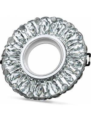 Eldenör Kristal Cam Spot Lamba GU10 Duy LED Çerçeveli 4000K Doğal Işık Tavan Aydınlatması 12 cm BX-316734