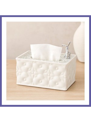 Nida Dikdörtgen Masaüstü Peçetelik (18.4×12.5×9 Cm) Beyaz Nıda