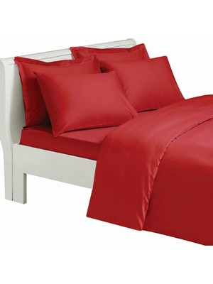 Tr Mer-Tim Pamuklu Ranforce Çift Kişilik 160X200 Lastikli Çarşaf Takımı - Kırmızı