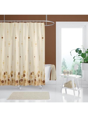 Tr Banyo Perdesi 1X120X200 Tek Kanat Duş Perdesi Halka Hediyeli Duşakabin Perdesi 6022 Kahverengi
