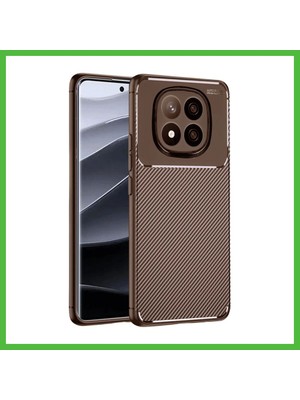 Bezos Redmi Note 14 Pro Plus Uyumlu Kılıf Auto Focus Karbon Kapak - Kahverengi Arz