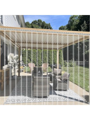 Tr Pvc Şerit Perde, Şeffaf Pvc Şerit Kapı Perdesi 180X220CM - Depo, Dükkan, Veranda, Ahır ve A