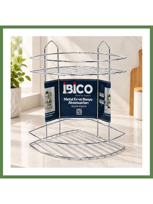 Bezos Krom Metal 2 Katlı Üçgen Banyo Köşeliği - Duş Rafı HB006