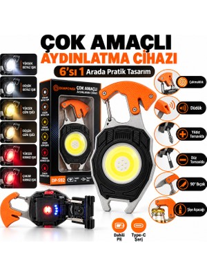 TUNAXX Kamp Plus Multi Fonksiyonel Fener Çok Amaçlı Şarjlı LED Işık - Acil Durum Kit