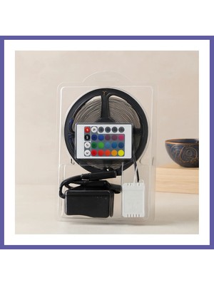 Nida 5m Rgb Şerit LED (IP65) Kumandalı Adaptörlü SMD2835 54 Led/m Nıda