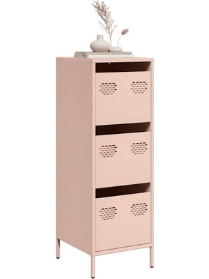 Tr Yüksek Dolap, Pembe, 39 x 35 x 103,5 Cm, Çekmeceli Çelik Depolama, Sağlam Soğuk Haddelenmiş