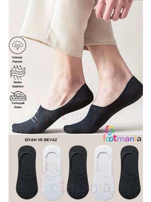 Footmania 5''çift Kadın ve  Erkek Düz  Babet Çoraplar Seti  Silikonlu (Dikişsiz Burun)