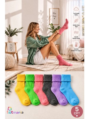 Footmania 5 “ Çift Kadın Fitilli Kıvrık Bambu Soket Çorap Seti(Extra Rahat)
