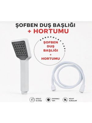 Krpy  Şofben Duş Başlığı ve Hortumu Seti 2 Parça – Beyaz Plastik El Duş Başlığı, Şofben Uyumlu Duş Seti, Güçlü Su Akışı, Kolay Montaj, Banyo Duş Başlığı ve Hortum Takım Ihlas Duş Seti
