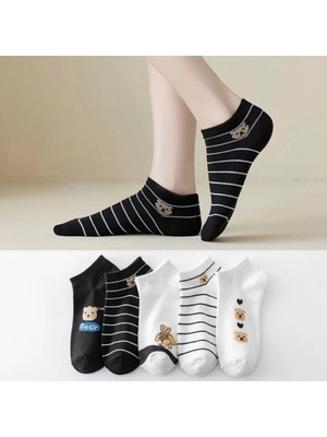 Footmania 5' Çift Desenli Kadın Kısa Çorap Seti