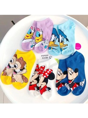 Footmania 5 Çift Kadın Sevimli  Karakterleri Batik Çorap Seti