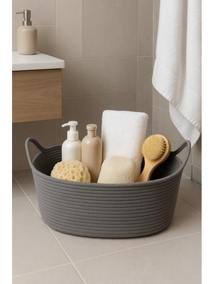 Tr Hasır Jüt Dekoratif Sepet 20X30X50 Cm, Oyuncak, Çamaşır, Banyo, Mutfak ve Düzenleyici Sakla