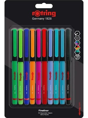 Rotring Fineliner Keçe Uçlu Kalem 10 Lu Peket Karışık 2166220