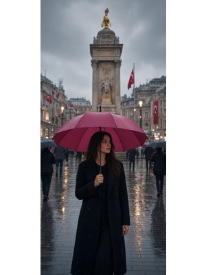 Lutara 16 Adet Karbon Telli Premium Baston Şemsiyeler Yağmur Kıştrendleriaçık Çap 100CM
