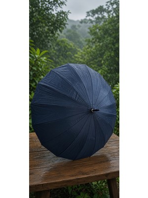 Lutara 16 Adet Karbon Telli Premium Baston Şemsiyeler Yağmur Kıştrendleriaçık Çap 100CM