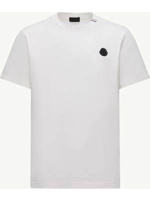 Moncler Işlemeli Üç Renkli Black Logolu Pamuklu Tişört L20918C0003689AYW999