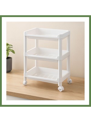 Bezos 3 Katlı Tekerlekli Sepet Organizer Raf - 352X220X480 mm HB006