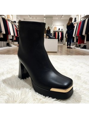 Guja  Deri Kadın Bot 26K414 Fermuarlı 2,5 cm Platform 9 cm Topuklu