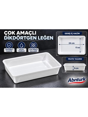 Abnturk 24X17X5CM Cnky Serisi Beyaz Plastik Peynir Leğeni Küçük Boy Peynir Küveti Çok Amaçlı Derin Tepsi