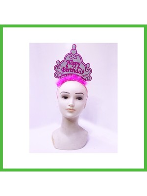 Bezos Happy Birthday Neon Pembe Renk Doğum Günü Tacı 24X15 cm Arz
