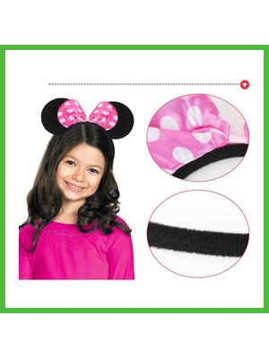 Bezos Pembe Fiyonklu Minnie Mouse Tacı Mini Kulak Arz