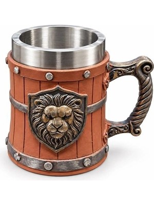 MiraLive Aslan Temalı 3D Kabartmalı Paslanmaz Çelik Kupa Bardak ALK6542