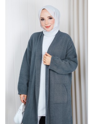 Pamuk Butik Kadın Yumuşak Dokulu Şal Yaka Cepli Triko Hırka -PMK630