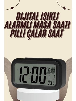 MiraLive Dijital Masa Saati Termometreli Takvim Çalar Saat LED Ekran Pilli