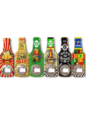 The Gencoo Istanbul Temalı Ahşap Şişe Açacaklı Magnet ALK5402