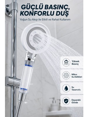 MiraLive Su Tasarruflu Filtreli Duş Başlığı Yüksek Basınçlı Modern Duş Başlığı