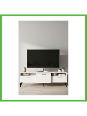 Bezos Mistral Tv Sehpası Metalik Beyaz 160X40 cm Arz
