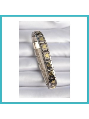 Defne Store 316L Çelik Gümüş Renk Gold Kalp Işleme Nomination Charm Bileklik Dfnbez