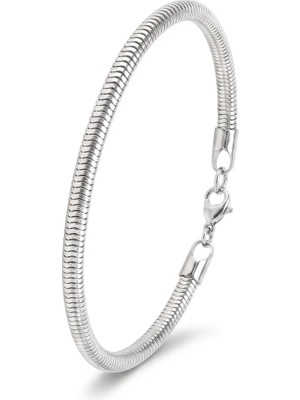 Onsun Spiral Örgü Yılan Model Çelik Bileklik