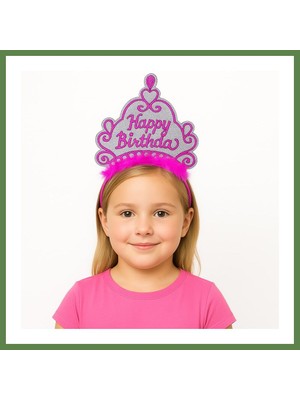 Bezos Pembe Happy Birthday Prenses Tacı ? Doğum Günü Taç Aksesuarı HB006