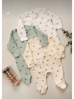Simurg Baby %100 Pamuklu Yenidoğan Erkek Bebek Patikli 3'lü Tulum Seti 3-6 Ay