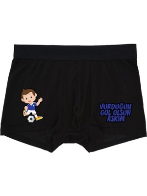 Modacix Komik Esprili Siyah Boxer - Vurduğun Gol Olsun Aşkım