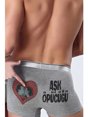 Modacix Kalpli Aşk Öpücüğü Karikatür Baskılı Romantik Boxer - Erkek Sevgiliye Romantik Hediye