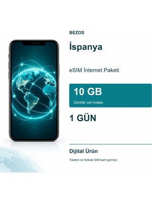Ispanya Esım Internet Paketi Günlük 10 GB 1 Gün