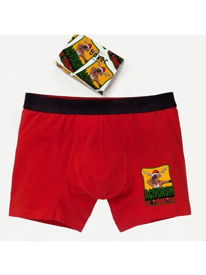 Modacix Açıyorum Erkek Kırmızı Yılbaşı Boxer Tasarım Kutulu