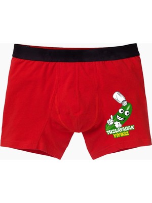 Modacix Erkek Kırmızı Eğlenceli Tuzlayarak Yiyiniz Boxer