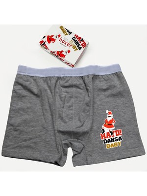 Modacix Haydi Dansa Baby Erkek Hediye Gri Yılbaşı Boxer Tasarım Kutulu
