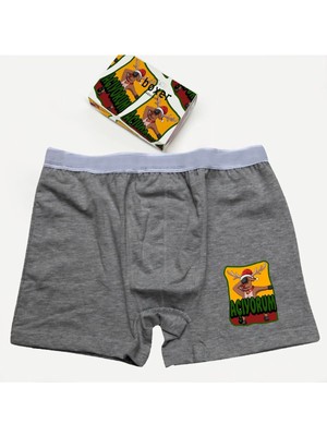Modacix Açıyorum Erkek Gri Yılbaşı Boxer Tasarım Kutulu