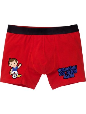 Modacix Komik Esprili Kırmızı Boxer Vurduğun Gol Olsun Aşkım