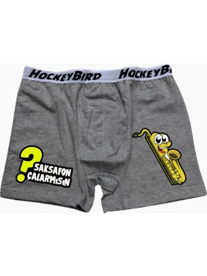 Modacix Saksafon Esprili Komik Gri Boxer